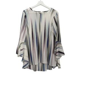Vince Camuto Ivory Striped Bell Sleeve Blouse
